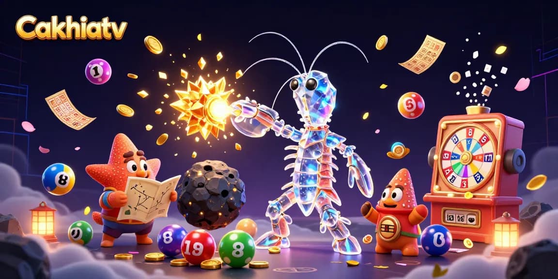 Cakhiatv showcases a vibrant galactic samurai mantis shrimp amidst exploding asteroids and a starfish navigator in this dynamic illustration.