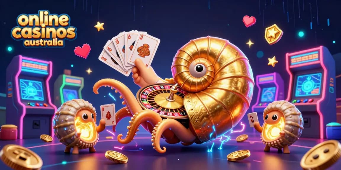 Engage with online casinos Australia through a vibrant 3D casino scene showcasing excitement and action.
