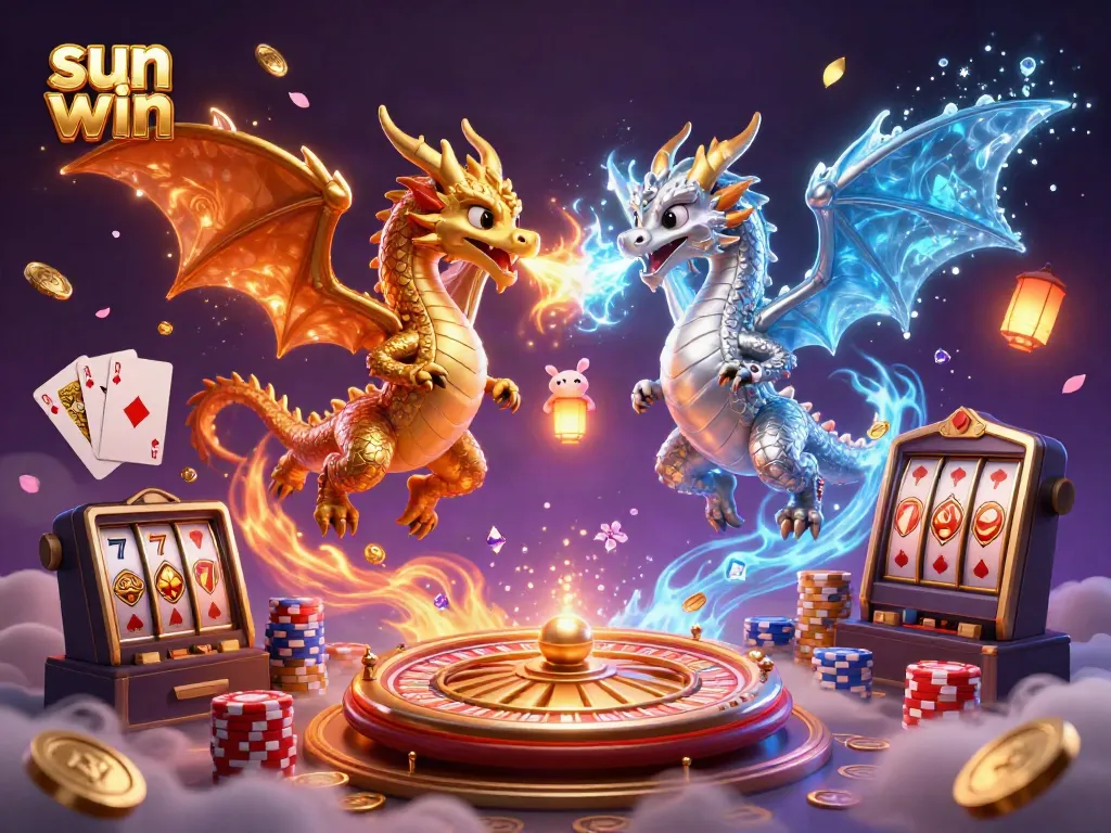 Experience thrilling moments with sun win as golden coins and gems cascade in a dynamic casino scene.