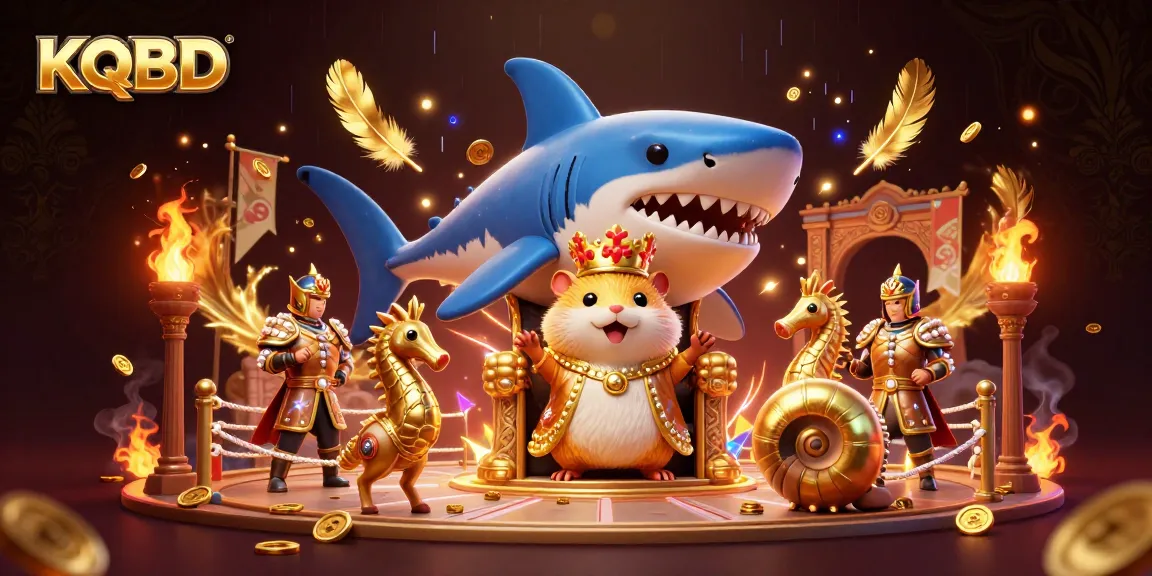 Place bets with KQBD as the golden hamster king sits on a massive megalodon throne.