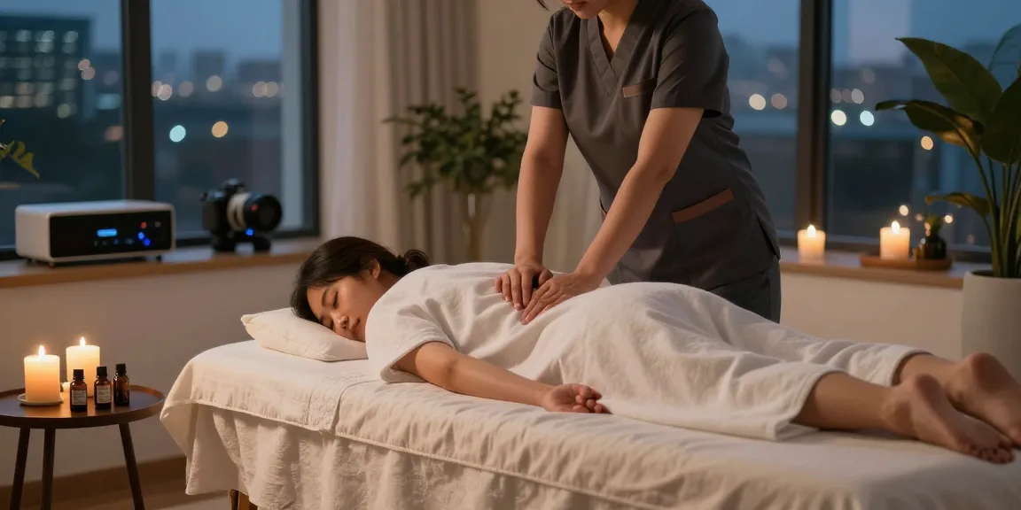 Enjoy a relaxing 용인출장마사지 in a serene home setting, featuring a professional therapist.