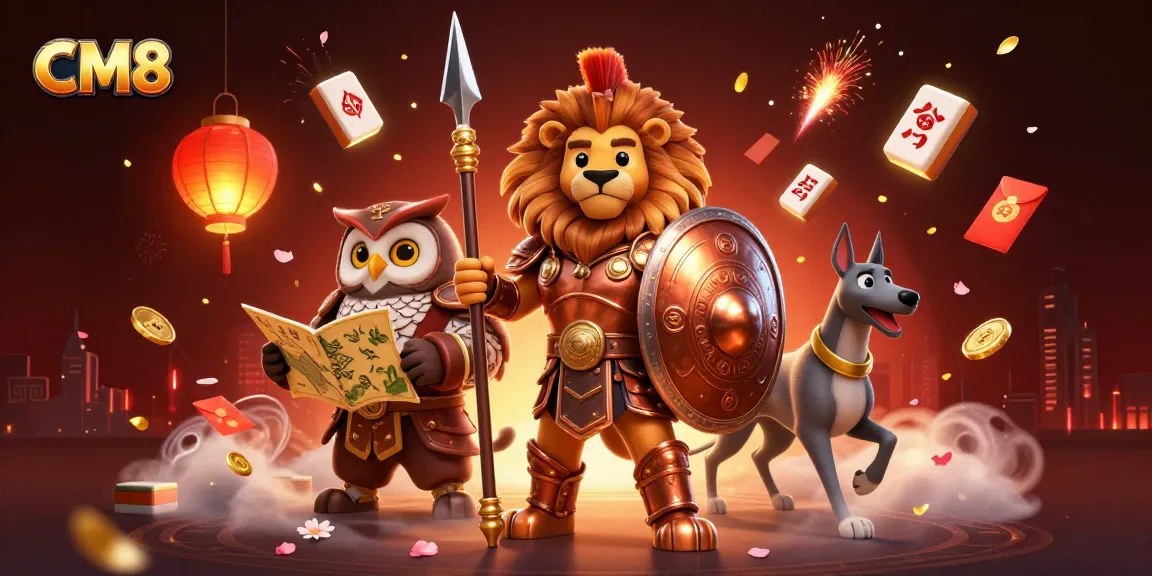 Engage with CM8's thrilling casino games featuring a Spartan lion and dynamic gaming elements.
