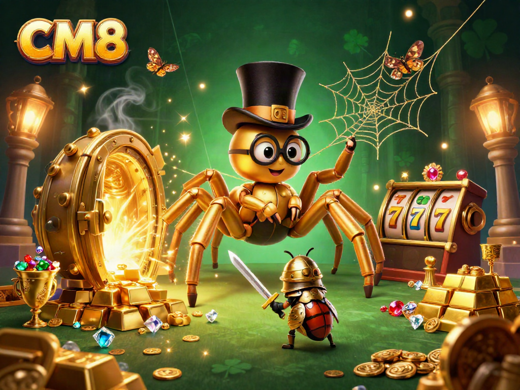 Engage in CM8 online gaming with a vibrant 3D world featuring golden treasures and thrilling characters.