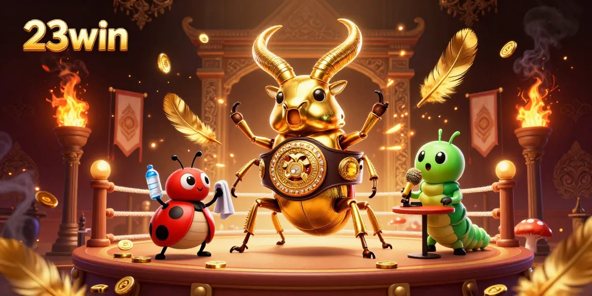 Engage with 23win's thrilling betting arena featuring a golden stag beetle champion