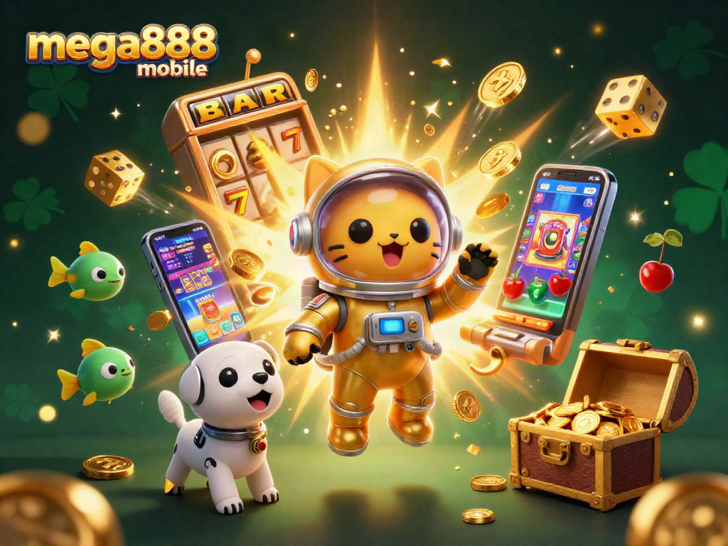 Engage with exciting mega888 mobile casino games while exploring vibrant illustrations of cosmic characters.