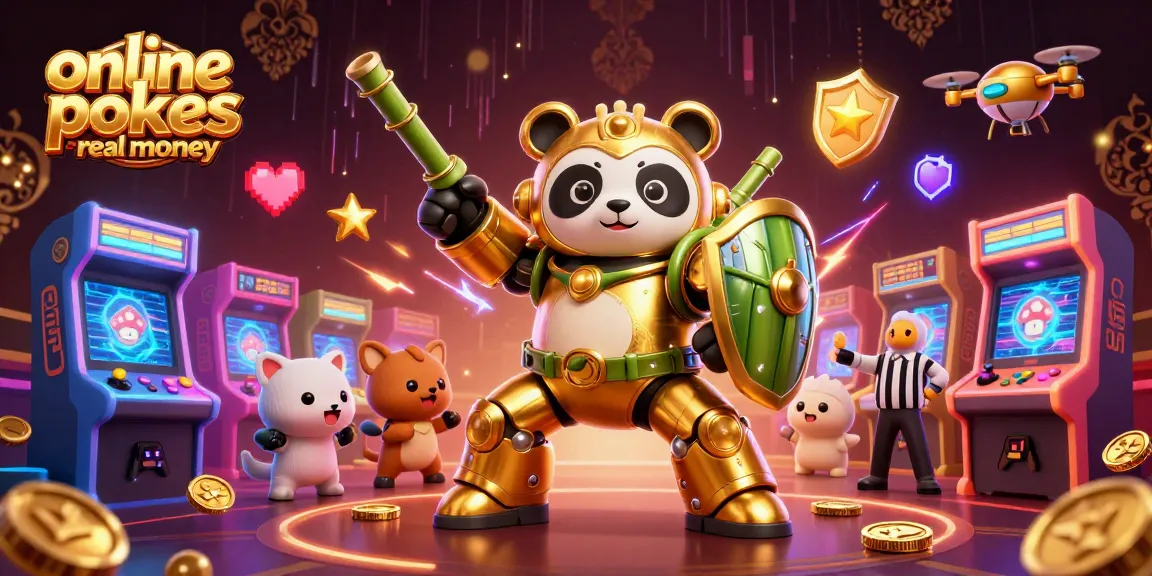 Spin online pokies real money with excitement in a vibrant 3D casino scene featuring animated characters.